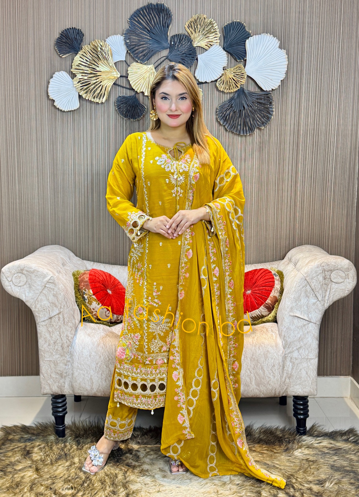 Readymate pakistani desing ring type chiffon 4 pcs 6 c
