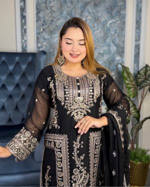 AWSOOM BLK -DNP BLK AAF -Readymate pakistani desing chiffon 4 pcs 5c -dnp black -aaf 2