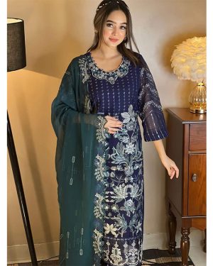 Unstitched Salwar Kameez (Old See Blue Rub)