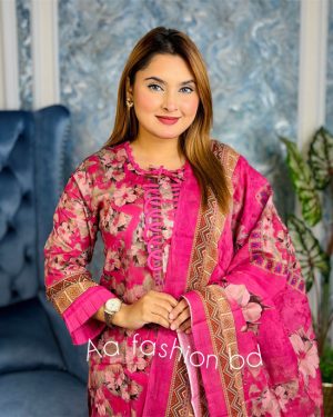 AWSOOM Pink - AAF - c1 3c -pakistani dising Readymate pure coton c 1 3c-aaf 3 pcs