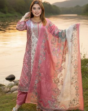 AAF - c3 Awsoom onion pink pakistani dising Readymate pure coton c3 3c-aaf 3 pcs 1 c
