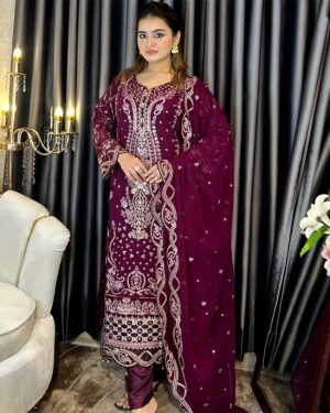 AAF CN J -Pakistani desingin Unstitched Salwar Kameez wight less soft jorjet 5 c