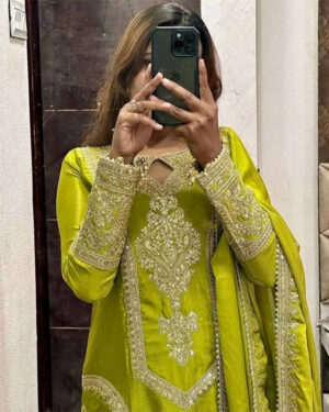 AAF A-AWSOOM LEMON -Readymate pakistani desing chiffon 4 pcs 5c -np -tia aaf 1