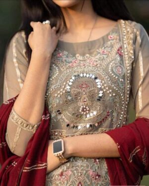 AAF - DDMM H Bin hamid Pakistani desgin unsutch slowar kamiz -Luxry chiffon fabrice 4 pcs –ddmm H aaf pest – aaf