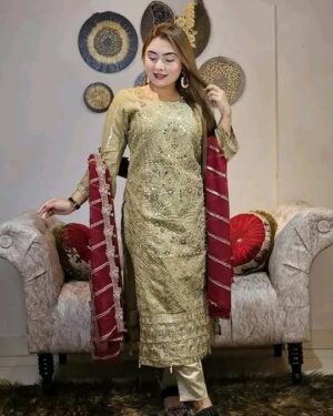 AAF -DDMM -Bin hamid Pakistani desgin unsutch slowar kamiz -Luxry chiffon fabrice 4 pcs –ddmm aaf pest – aaf