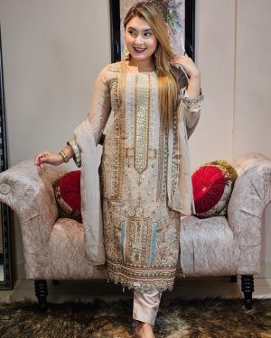 AAF -BISCUT CIF Unstitched Salwar Kameez luxry ciffon biscut cif aaf