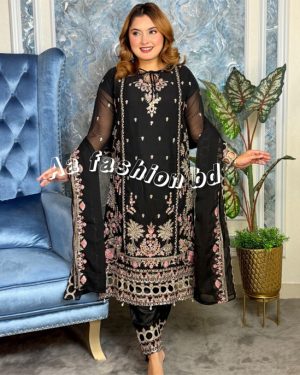 AAF A-FT AWSOOM BLACK RING RYPE Readymate pakistani desing ring type chiffon ft BLACK aaf 4 pcs 6 c
