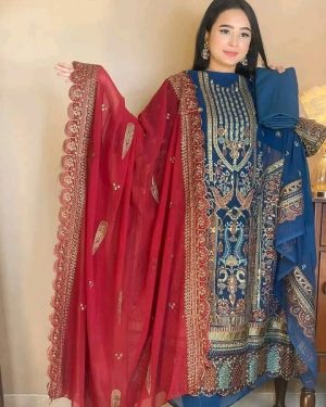 AAF -DFC BLUE -Unstitched Salwar Kameez wightless soft jorjrt dfc blue aaf