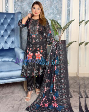 pakistani dising Readymate pure coton cmj blk - 1 c -aaf 3pcs