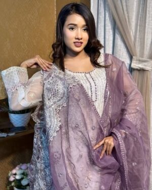 AAF - A SB - white Pakistani desingin Unstitched Salwar Kameez sada bahar w -SB- aaf