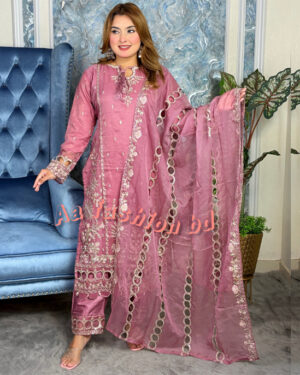 AAF -FT O PAS Awsom onion pink pakistani sada bahar drsing full rady dress
