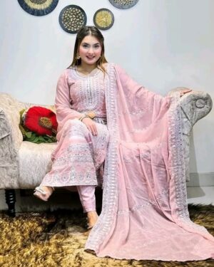 Bin hamid Pakistani desgin unsutch slowar kamiz -Luxry chiffon fabrice 4 pcs – gn civite – aaf