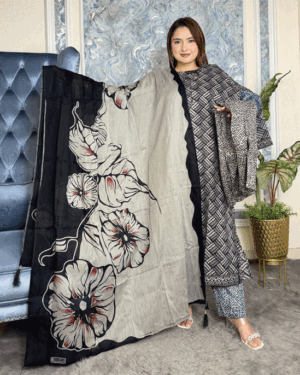 AAF-PS-BLACK-AAF Pure Cotton Digital Print Les Work Full Radymate 3 Pcs