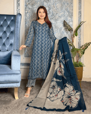AAF-PS-BLU--AAF Pure Cotton Digital Print Les Work Full Radymate 3 Pcs