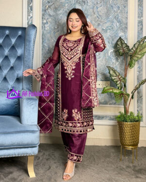 AAF -RMO-3C- Farashi Pattan Luxry Zemechu Fabrice Embroidery& Sequence Work Full Radymate
