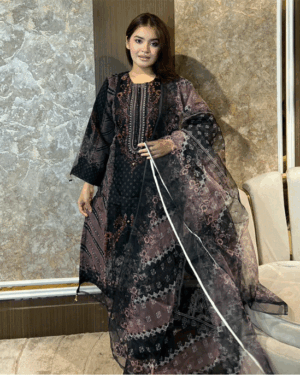 AAF BS -8C Karachi Style Full Radymate 3 Pcs -Sadabahar Fabric With innar -Embotry & sequence Work