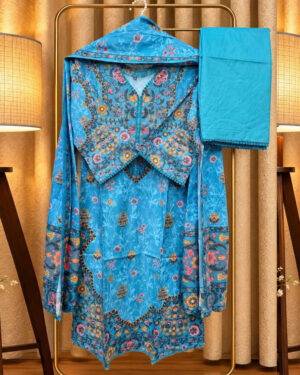 AAF-DS- SKY- Pure Cotton Digital Print Les Work Full Radymate 3 Pcs